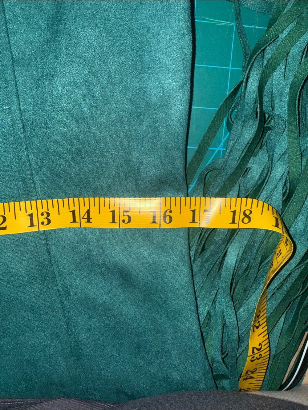 Boho Cowgirl Teal V-Neck Vegan Suede Fringe Mini Dress - Picture 13 of 15